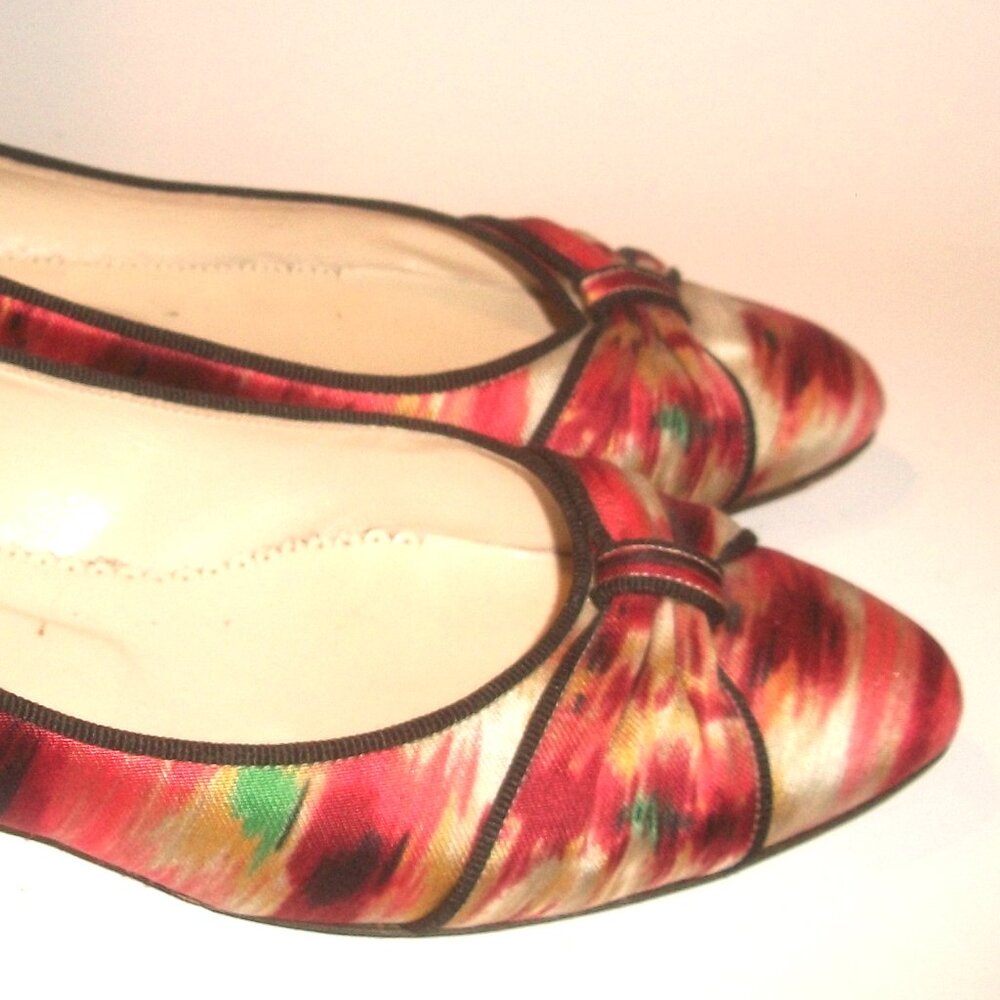 Oscar de la Renta Vintage Eighties Silk Print Ballet Flats - Picture 5 of 8
